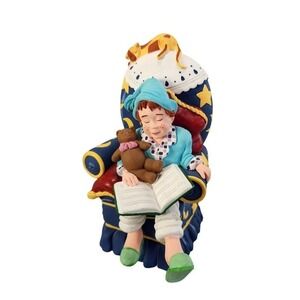 Department 56 Visions of Sugarplums Figurine‎ Christmas Reading Child Cat Vtg